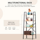 4-Tier Vintage Ladder Shelf Bookcase - Black/Brown Wood Storage Rack