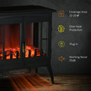 Black Electric Fireplace Heater with LED Flame Effect