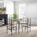 Black 4 Seater Dining Set with Steel Frame Table and Chairs