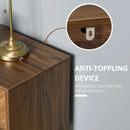 Brown 2-Drawer Side Cabinet Storage Table with Metal Handles