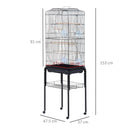 Black Metal Bird Cage with Removable Wheels Stand - 153cm