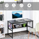 Black Metal Frame Computer Desk with Storage Shelf, 120 x 60cm