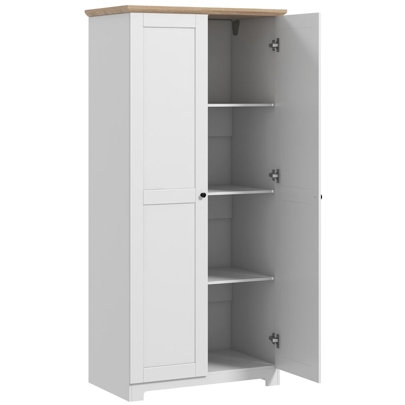 White 2-Door Kitchen Storage Cabinet, Freestanding Pantry Cupboard
