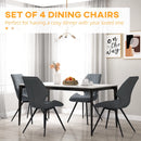 Grey PU Leather Dining Chairs with Metal Legs - Set of 4