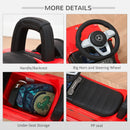 Red Push Handle Sliding Car with Horn and Under Seat Storage