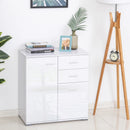 White High Gloss Storage Cabinet with Drawers for Bedroom and Living Room