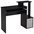 Black Computer Desk with Sliding Keyboard Tray & Storage Drawer