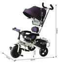 Purple Kids Sun Canopy Tricycle Stroller with Handle
