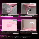 Carbon Fibre Gaming Desk, Pink, Gamer Workstation with Accessories