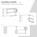 White L-Shaped Rotating Corner Desk with Storage Shelf - Home Office Workstation