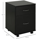 Black 2-Drawer Mobile Filing Cabinet for Home Office