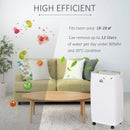 White 12L/Day Dehumidifier with Continuous Drainage, 2.5L Tank, Timer & Humidity Display