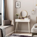 White Round Mirror Dressing Table with Drawers