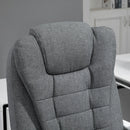 Grey Linen Swivel Office Chair with Reclining Backrest and Footrest