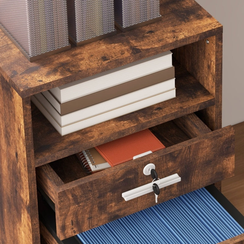 Wood-Effect 2-Drawer Filing Cabinet with Wheels