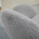 Grey Fluffy Rolling Desk Chair for Home Office or Bedroom