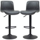 Dark Grey Adjustable Swivel Bar Stool Set of 2 for Kitchen and Home