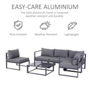 Grey 5-Seater Outdoor Sectional Sofa Set with Thick Padded Cushions