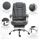 Grey Linen Swivel Office Chair with Reclining Backrest and Footrest