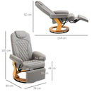 Grey PU Recliner Chair with Footrest and Headrest