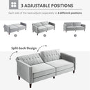 Light Grey Velvet Convertible Sofa Bed