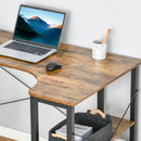 Rustic Brown L-Shaped Corner Desk with Bookshelf - Home Office Workstation