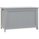 Grey Wooden Storage Trunk with Safety Hinges and Cut-out Handles, 76 x 40 x 48 cm