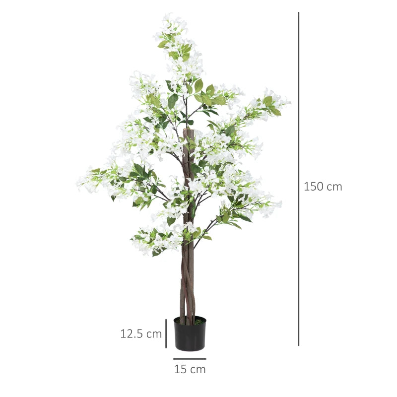White Artificial Honeysuckle Flower in Pot Set of 2 - Indoor Outdoor Fake Plants 15x15x150cm
