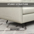 Beige Fabric 2 Seater Sofa with Storage Pockets and Steel Legs