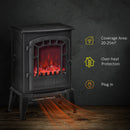 Black Electric Fireplace Stove with Realistic Flame Effect