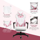Pink Gaming Chair with Lumbar Support, Footrest, and Headrest