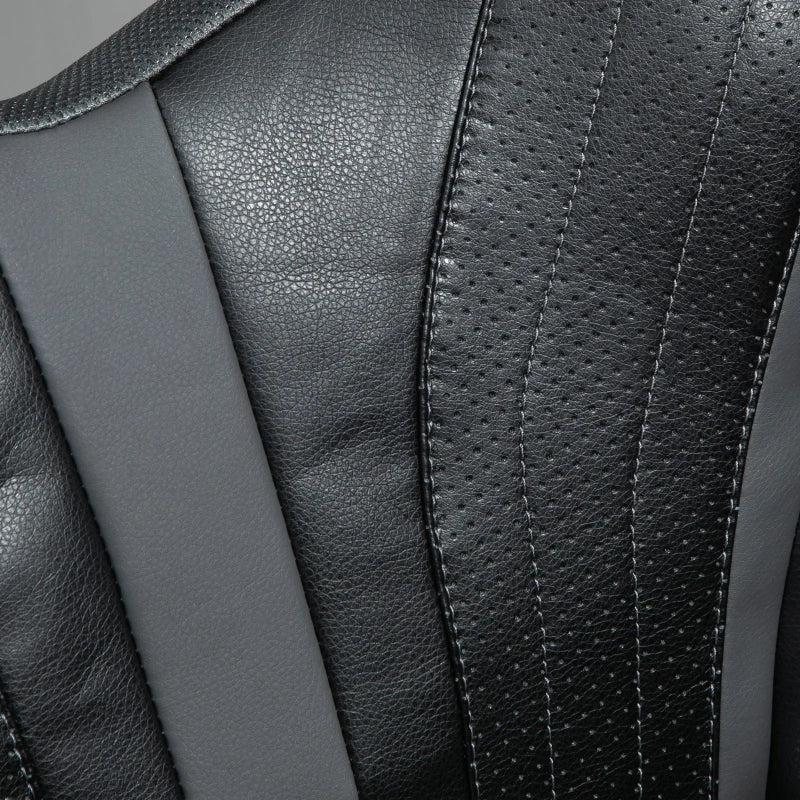 Black Faux Leather Gaming Chair with Swivel Wheels