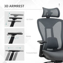 Grey Ergonomic Mesh Office Chair with Adjustable Headrest and Lumbar Support