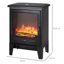 Black Glass Electric Fireplace Heater with Artificial Flame Effect