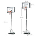 Adjustable Black Freestanding Basketball Hoop with Backboard and Wheels