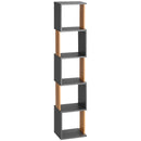 Dark Grey 5-Tier Freestanding Bookshelf for Home Office