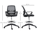 Black Mesh Drafting Chair with Adjustable Height and Footrest