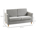 Modern Light Grey 2 Seater Loveseat Sofa with Wood Legs and Armrests