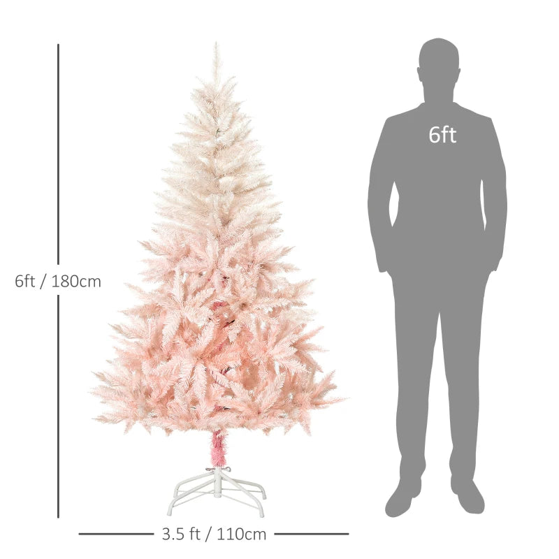 6FT Pink Artificial Christmas Tree with Metal Stand - Festive Holiday Home Decor