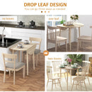 Round Drop Leaf Dining Table, Natural Wood, Seats 4