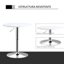 White Round Adjustable Height Bar Table - Swivel Top Metal Frame