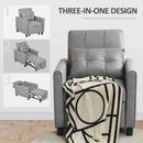 Convertible Sleeper Chair with Adjustable Backrest and Side Pockets, Light Grey
