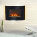 Curved Glass Electric Fireplace with 7 Colour Side Lights, 900/1800W, 65cm x 52cm