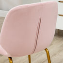 Velvet Pink Dining Chairs Set of 2, Padded Seat, Steel Legs
