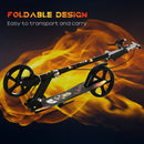 Black Kids Foldable Kick Scooter with Adjustable Height and Big Wheels