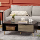 Modern Black Coffee Table with Storage Shelves and Drawers