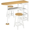 3 Piece Breakfast Bar Table Set with Storage - Natural & White