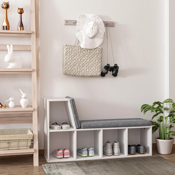White Cushioned Reading Seat Bookcase Shelf