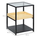 Black Glass 3-Tier Side Table with Storage Shelves