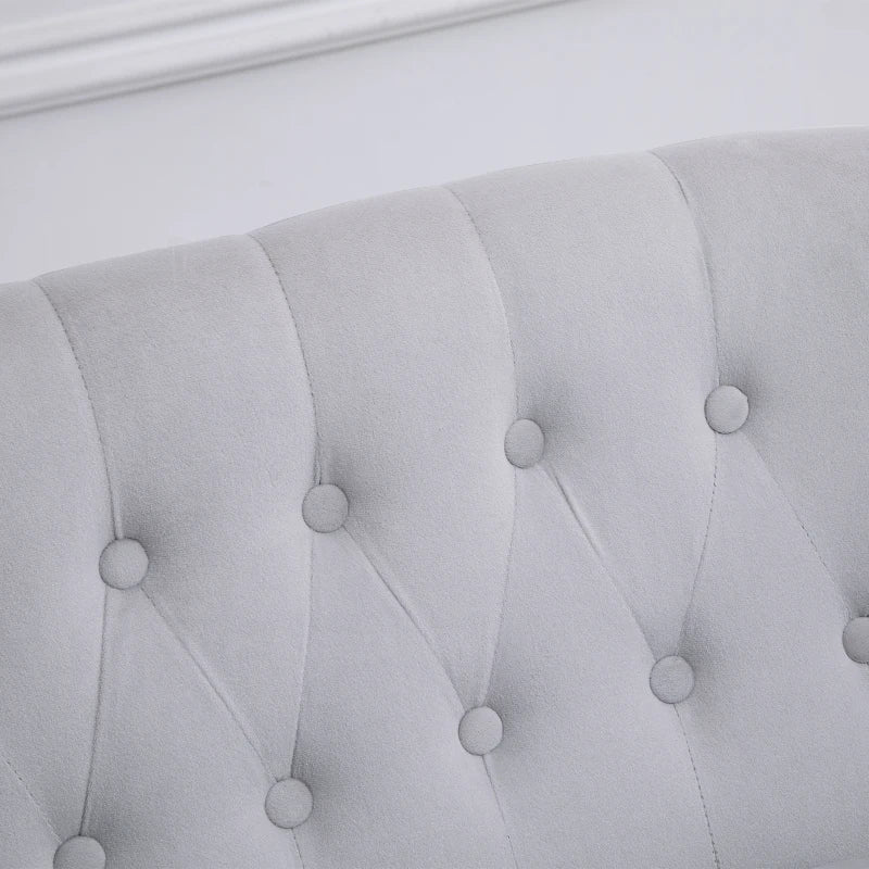 Grey Wood Frame Loveseat Sofa with Vintage Design
